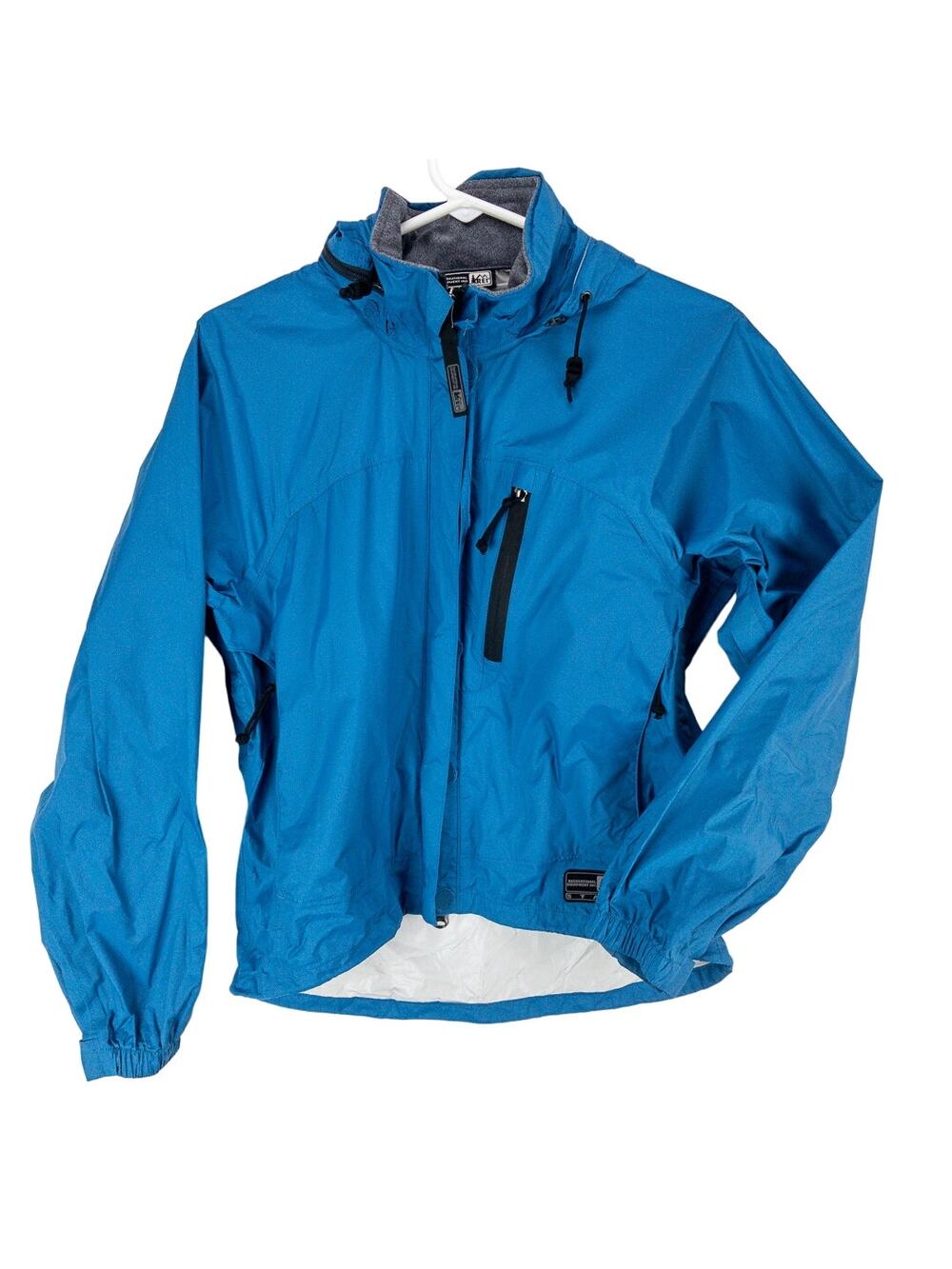 Vintage REI Staff Jacket Women’s Small Microfiber Hooded Windbreaker Travel Blue